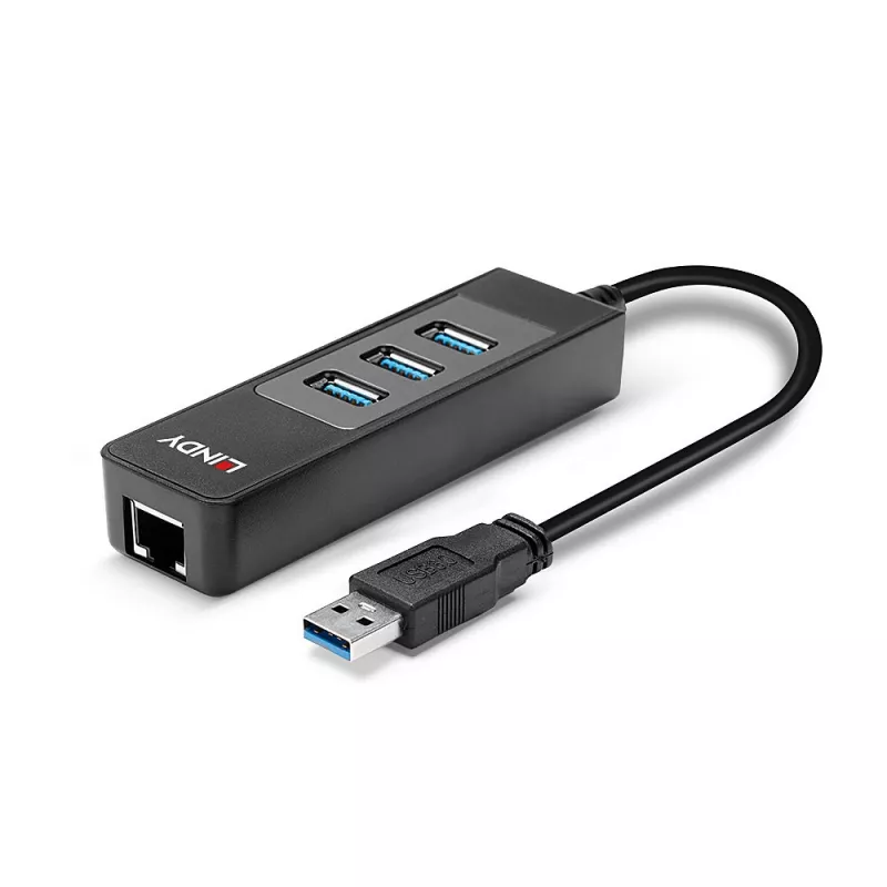 USB-hub en Gigabit Ethernet-converter Lindy 43176