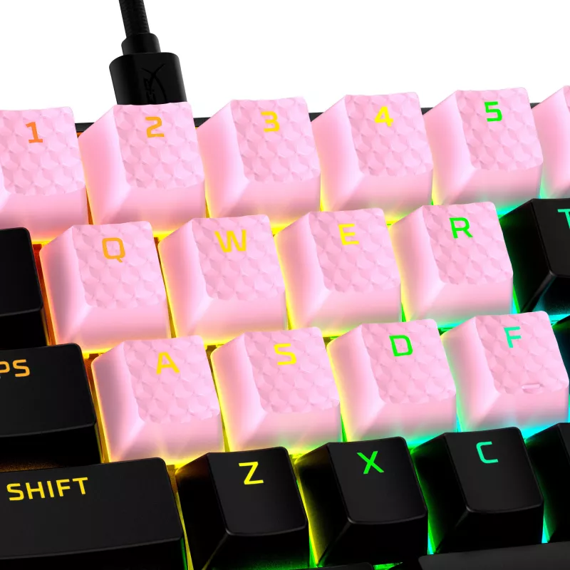 Toetsenbordkap HyperX Rubber Keycaps gaming-accessoireset Roze US-layout voor HyperX en Cherry MX-stijl schakelaars