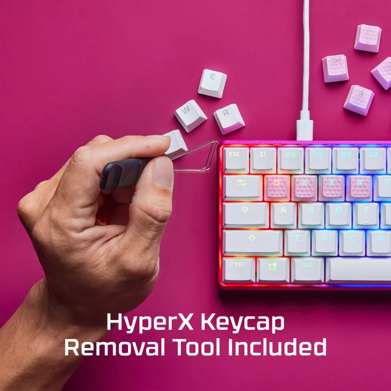 Toetsenbordkap HyperX Rubber Keycaps gaming-accessoireset Roze US-layout voor HyperX en Cherry MX-stijl schakelaars