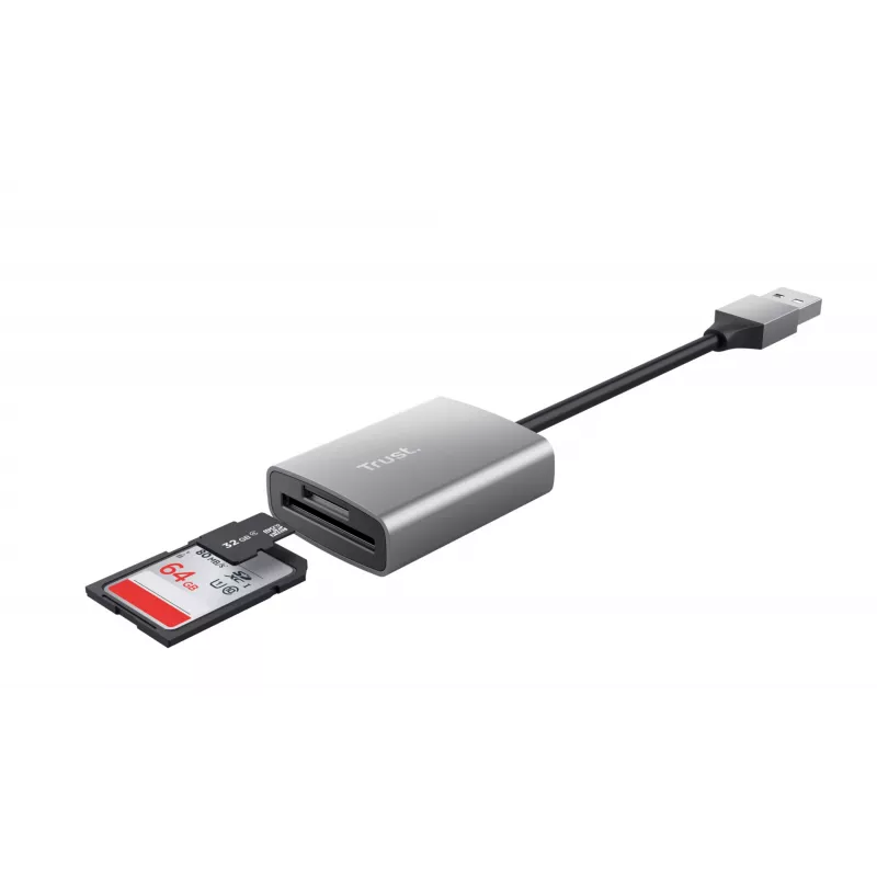 Trust Dalyx 24135 kaartlezer, USB 3.2 Gen 1, microSD/SD/SDHC/SDXC, zilver