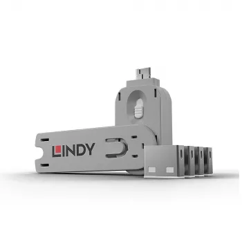 Poortblokkering Lindy USB-poortblokkering 4-pack kleurcode wit