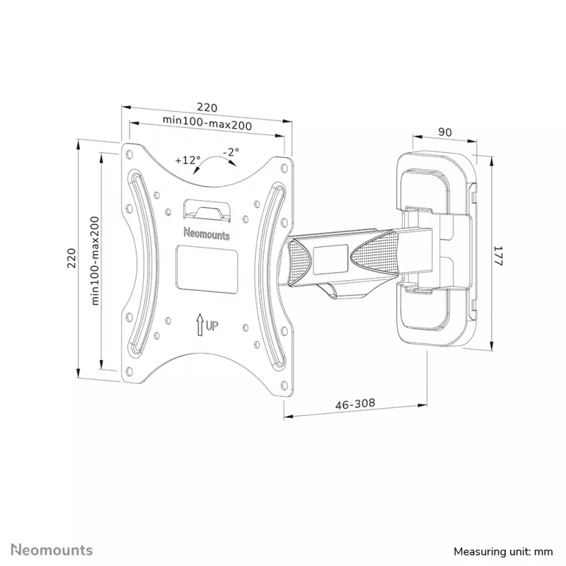 Neomounts WL40-540BL12 TV-wandbeugel 32-55 inch - full-motion - eenvoudige montage