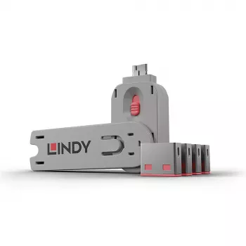 Poortblokkering Lindy USB-poortblokkering 4-pack kleurcode roze