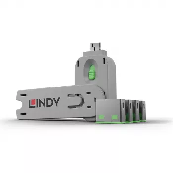 Poortblokkering Lindy USB-poortblokkering 4-pack kleurcode groen