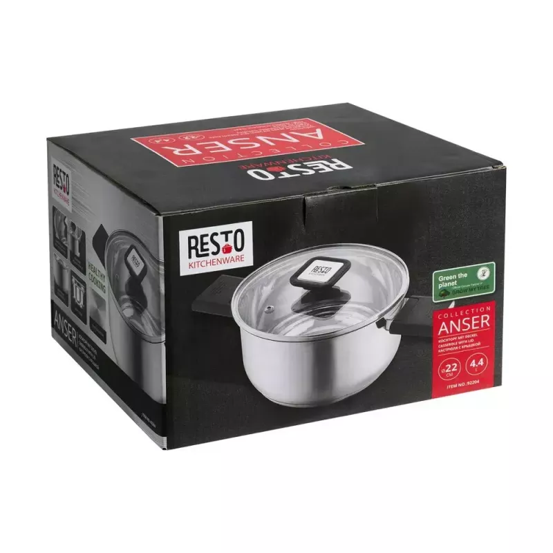 Resto Kitchenware Anser 4,4 L rond zwart roestvrij staal