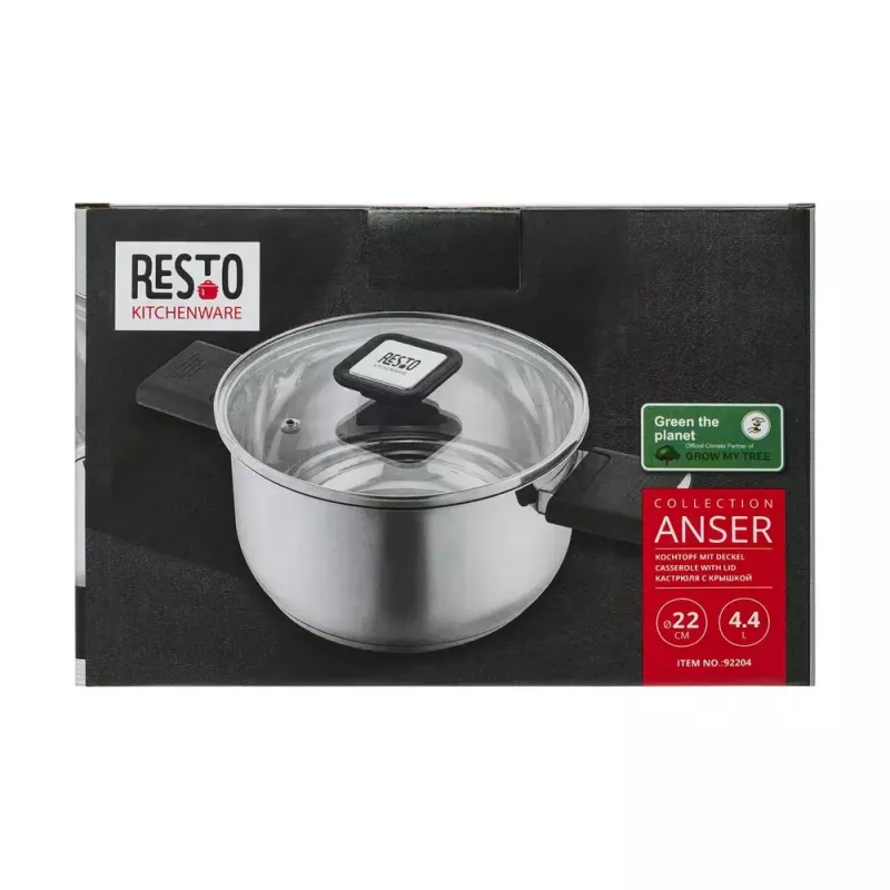 Resto Kitchenware Anser 4,4 L rond zwart roestvrij staal