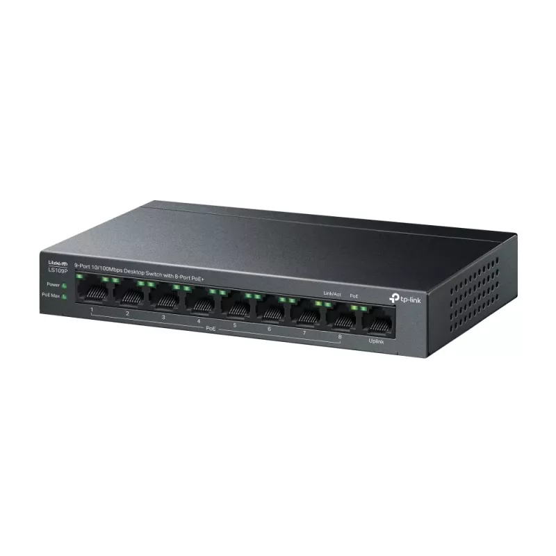 TP-Link LiteWave LS109P netwerkswitch unmanaged Fast Ethernet (10/100) Power over Ethernet (PoE) zwart