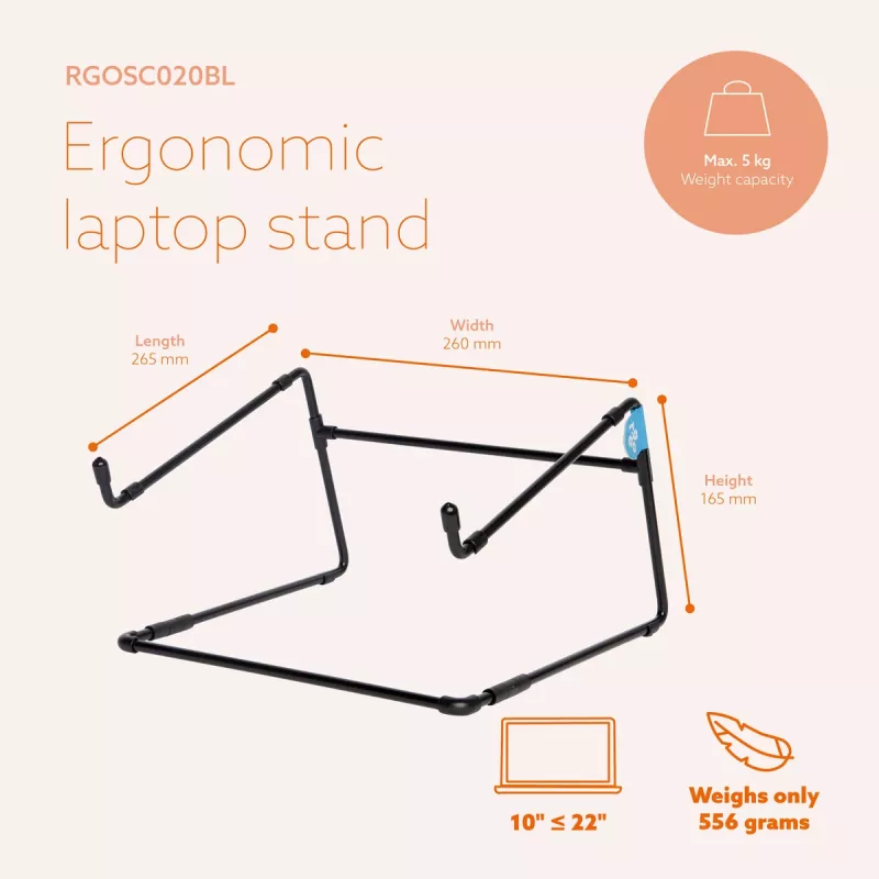 R-Go Tools laptopstandaard R-Go Steel Office, geschikt voor 10-22 inch, zwart