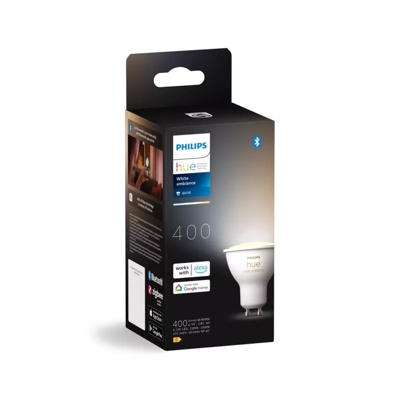 Philips Hue White Ambiance GU10 – slimme spot, slimme lamp, Bluetooth/Zigbee, wit, LED, GU10, GU10