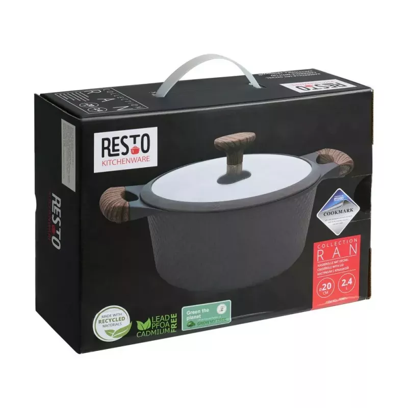 Resto Kitchenware Ran braadpan 2,4 l, rond, zwart, met hout