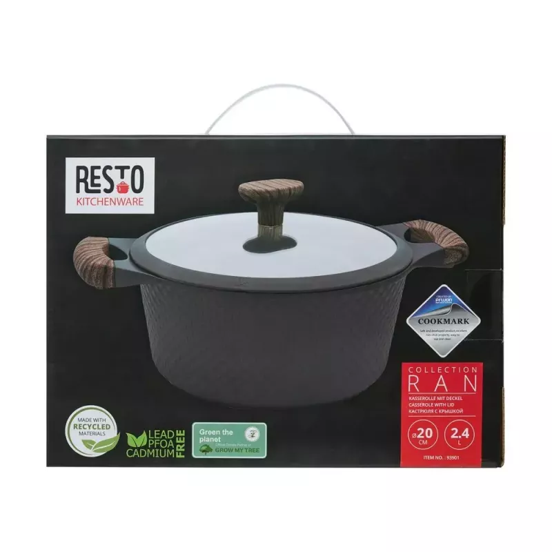 Resto Kitchenware Ran braadpan 2,4 l, rond, zwart, met hout