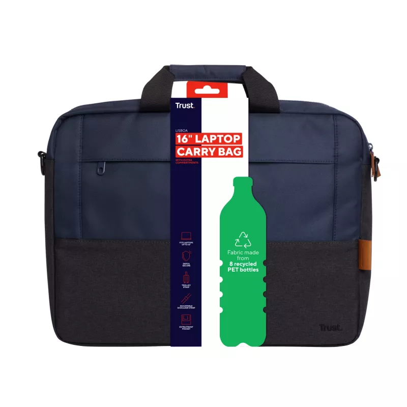 Trust Lisboa aktetas 40,6 cm 16 inch blauw 2 vakken