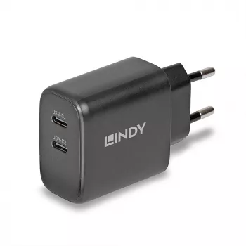 Lindy 65W USB 2 x Type-C GaN-oplader 73438