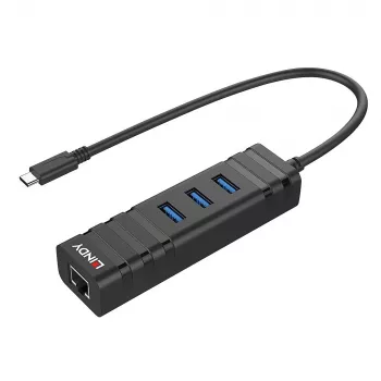 USB-hub Lindy USB 3.2 Type-C hub en Gigabit Ethernet-converter