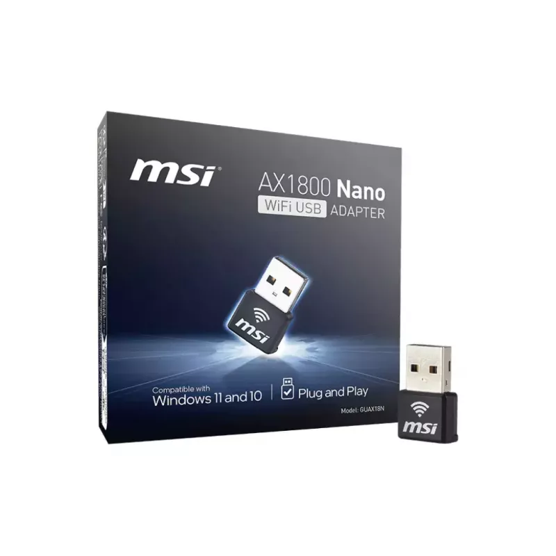 USB-adapter MSI AX1800 Nano WiFi USB 2.0 zwart