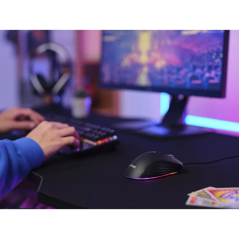 Trust GXT924 YBAR+ gamingmuis rechtshandig USB Type-A optisch 25600 DPI