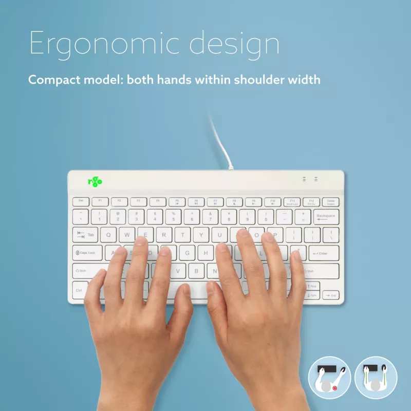 R-Go Tools ergonomisch toetsenbord R-Go Compact Break, compact toetsenbord met pauzesoftware, QWERTY (US), bedraad, wit
