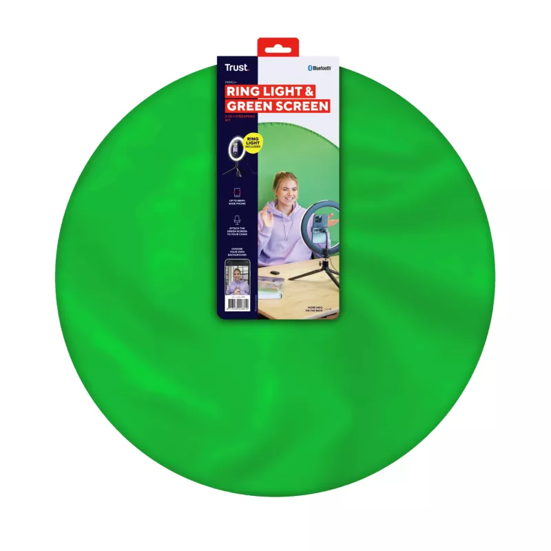 LED-ringlamp Trust Maku+ zwart/groen 24881