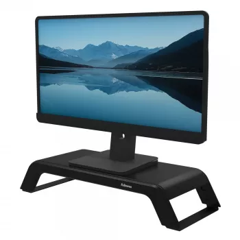 Fellowes Computer Monitor Stand met 3 hoogteverstellingen - Hana LT monitorverhoging - Ergonomische verstelbare monitorstandaard voor computer - Max. gewicht 22,6 kg - zwart