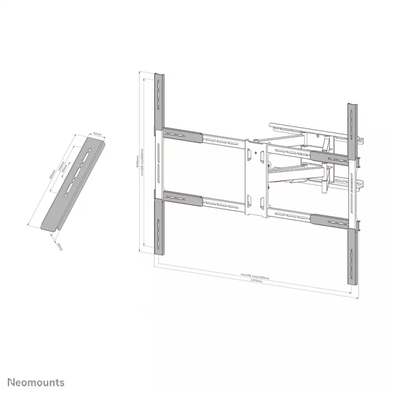 Neomounts AWLS-950BL1 VESA-uitbreidingsset 55-110 inch – max. 125 kg