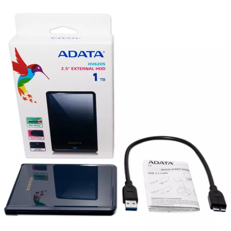 ADATA DashDrive HV620S AHV620S-1TU31-CBL externe harde schijf, 1 TB, 2,5", USB 3.1, blauw