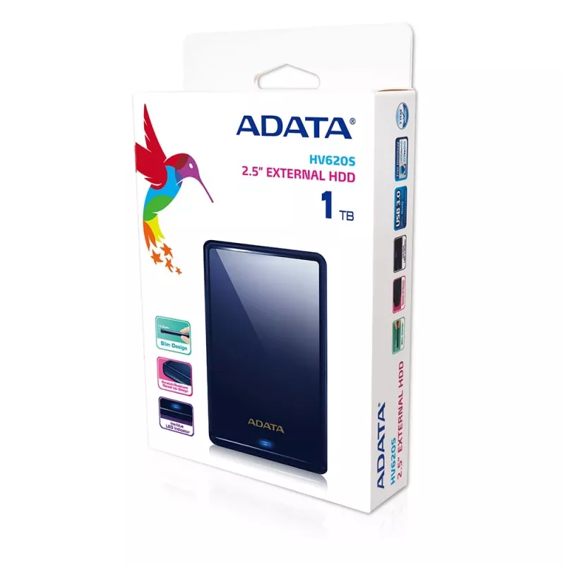 ADATA DashDrive HV620S AHV620S-1TU31-CBL externe harde schijf, 1 TB, 2,5", USB 3.1, blauw