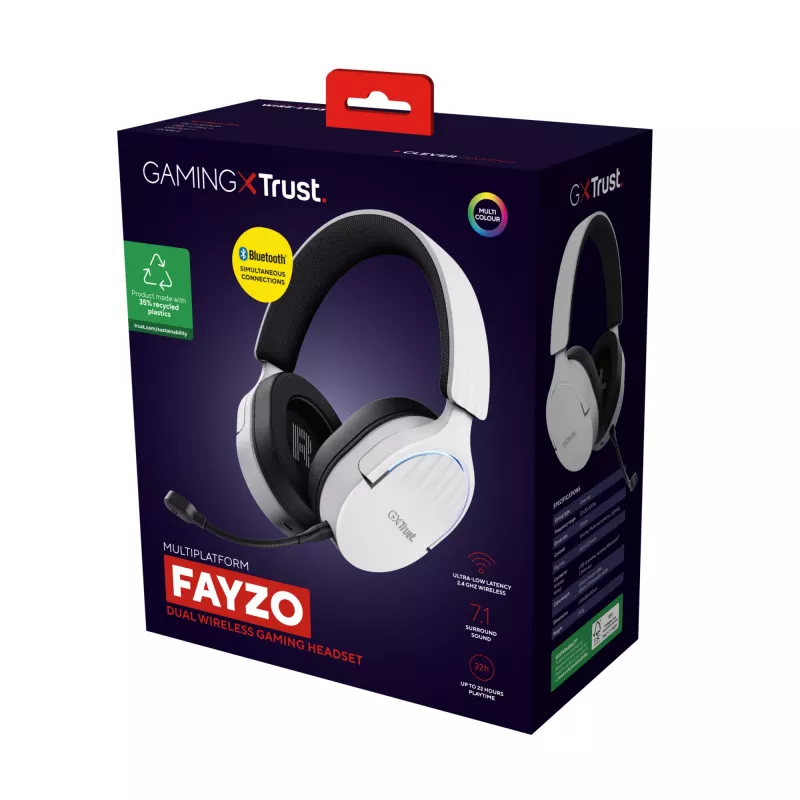 Trust GXT 491W FAYZO Headset bedraad & draadloos hoofdband gaming USB Type-C Bluetooth zwart, wit