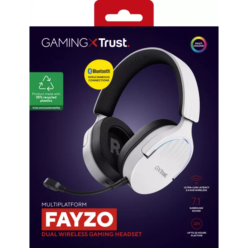 Trust GXT 491W FAYZO Headset bedraad & draadloos hoofdband gaming USB Type-C Bluetooth zwart, wit