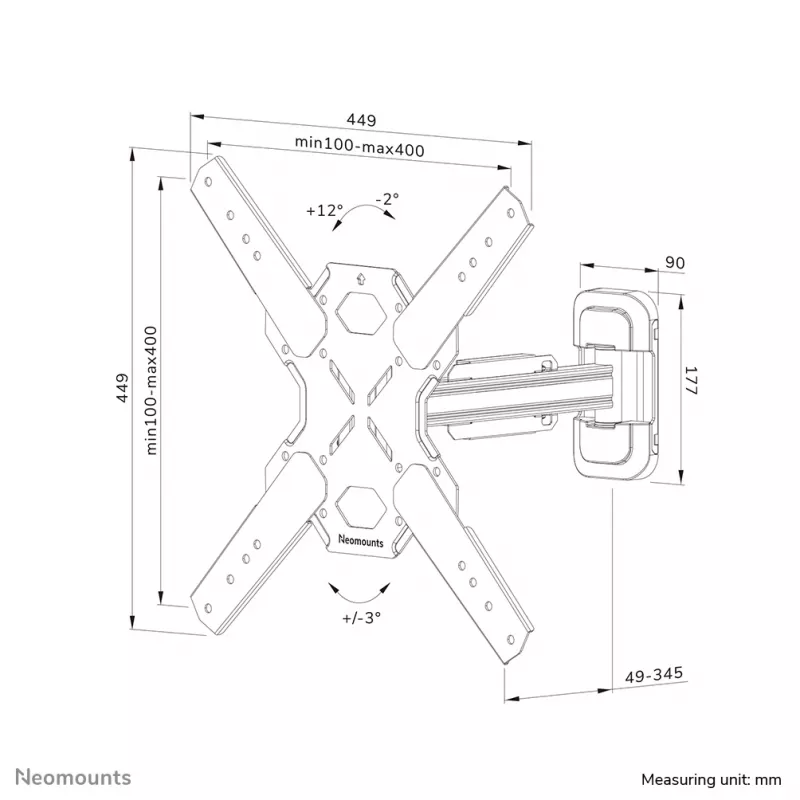 Neomounts WL40S-840BL14 tv-muurbeugel 32-65 inch - volledig beweegbaar - snelle installatie