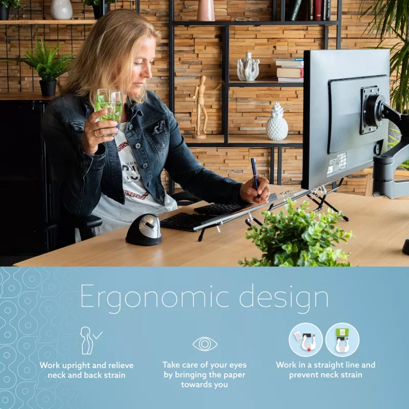 R-Go Tools documenthouder R-Go Flex Read, ergonomisch, met zachte schuim polssteun, transparant acryl