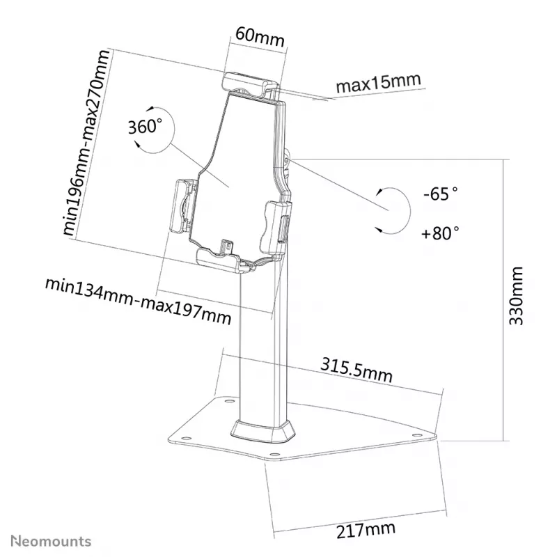 Neomounts TABLET-D150SILVER tabletstandaard voor tafel 7,9-10,5 inch - afsluitbaar - universeel