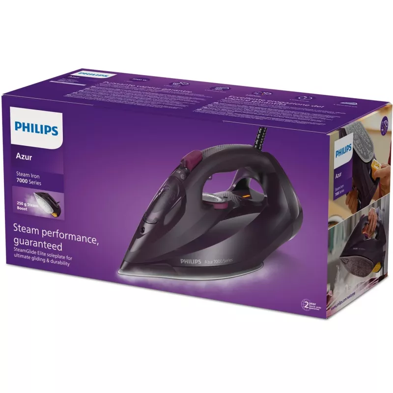 Philips 7000-serie DST7061/30 strijkijzer stoomstrijkijzer SteamGlide Elite-zoolplaat 3000 W paars