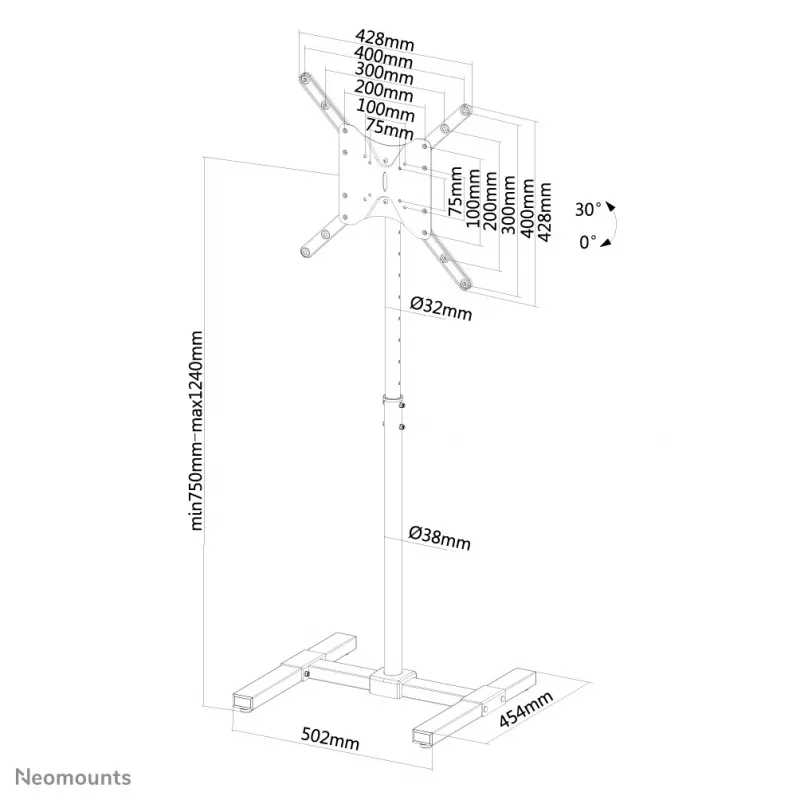 Neomounts NS-FS100Zwart vloerstandaard 10-55 inch