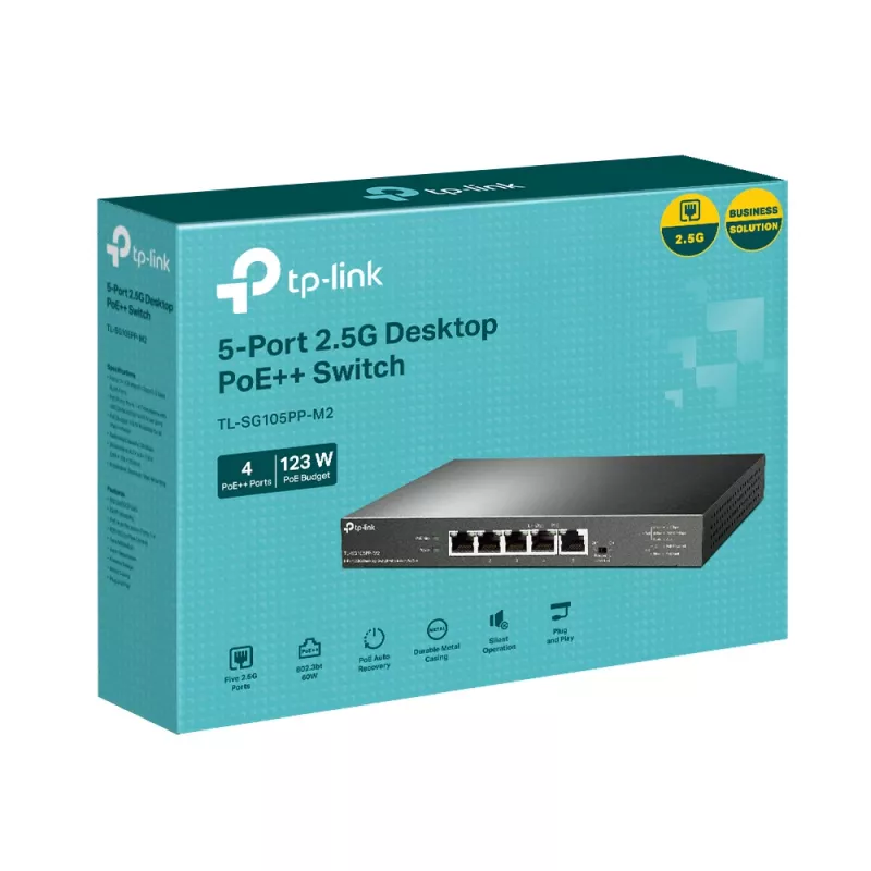 TP-Link 5-poorts 2.5G desktop-switch met 4-poorts PoE++ unmanaged
