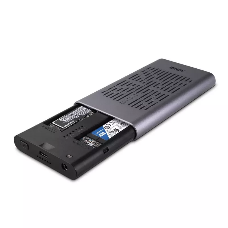 Lindy USB 3.2 Gen 2x2 dual M.2 NVMe SSD-behuizing met kloonfunctie