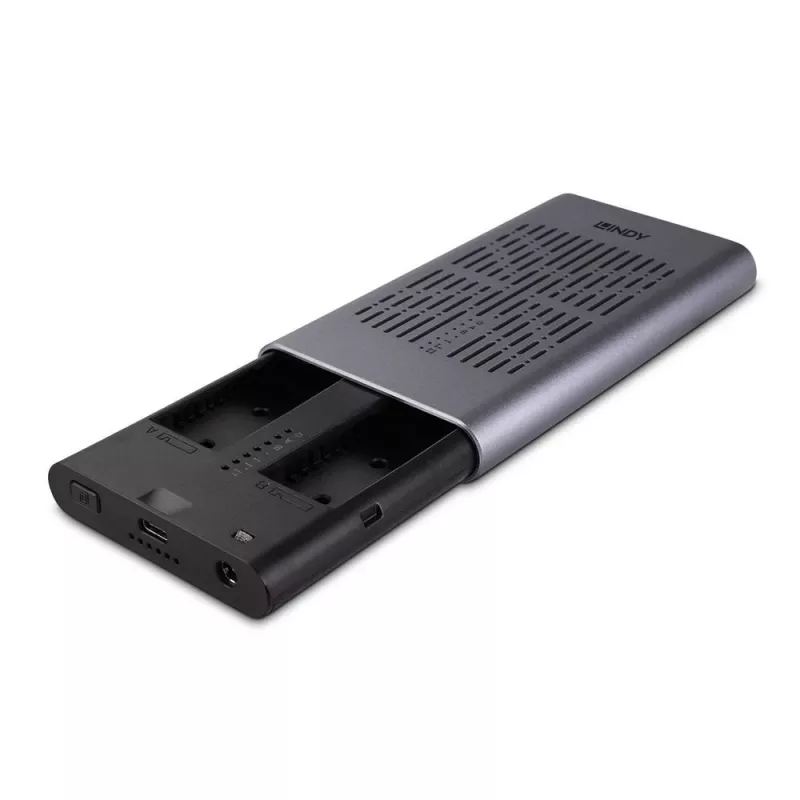 Lindy USB 3.2 Gen 2x2 dual M.2 NVMe SSD-behuizing met kloonfunctie