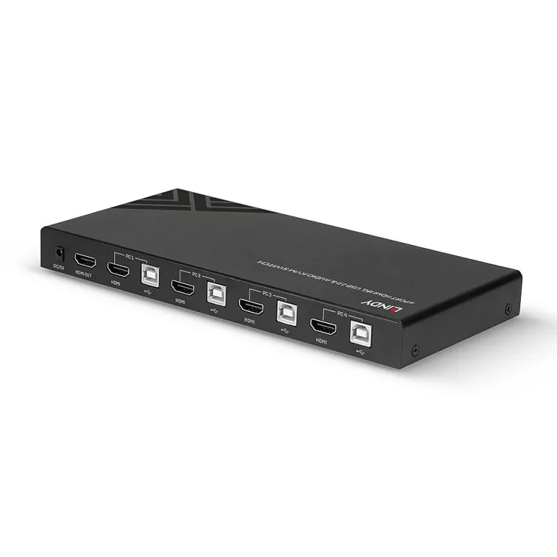 Lindy KVM-switch HDMI 18G USB 2.0 audio 4 poorts 4K Ultra HD