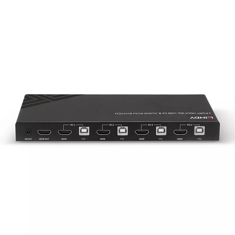 Lindy KVM-switch HDMI 18G USB 2.0 audio 4 poorts 4K Ultra HD