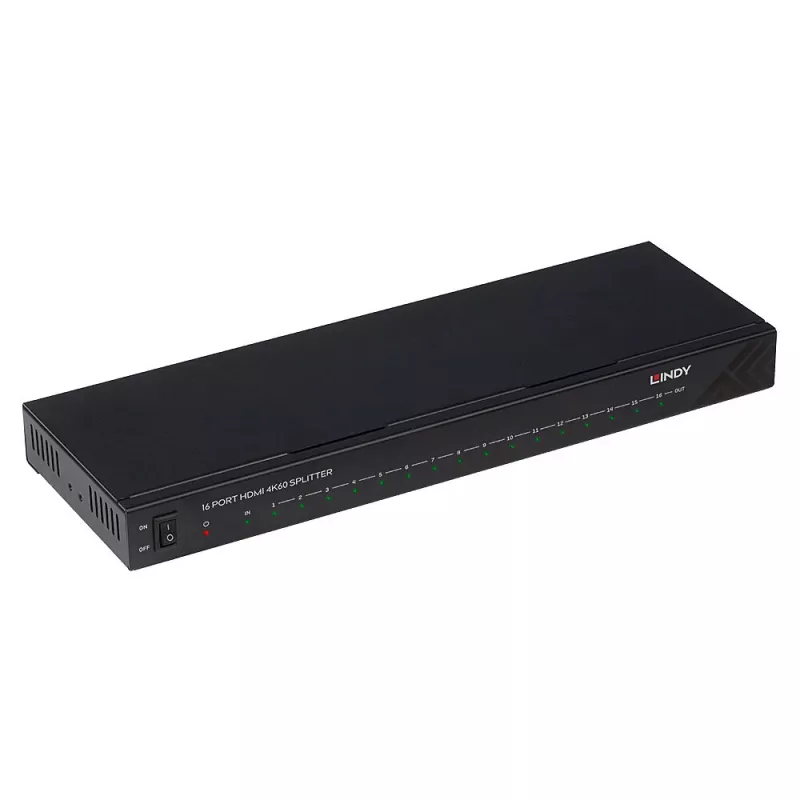 Lindy 16 poorts HDMI 4K60-splitter 16x HDMI 3840x2160 zwart