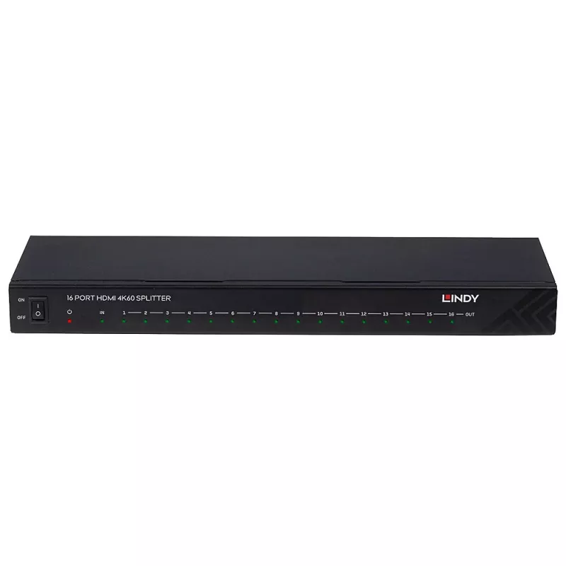 Lindy 16 poorts HDMI 4K60-splitter 16x HDMI 3840x2160 zwart