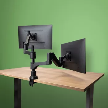 R-Go Tools monitorhouder R-Go Caparo Dual, voor twee monitoren, in hoogte verstelbaar met gasveer, 3-9 kg draagkracht, 100% circulair, zwart