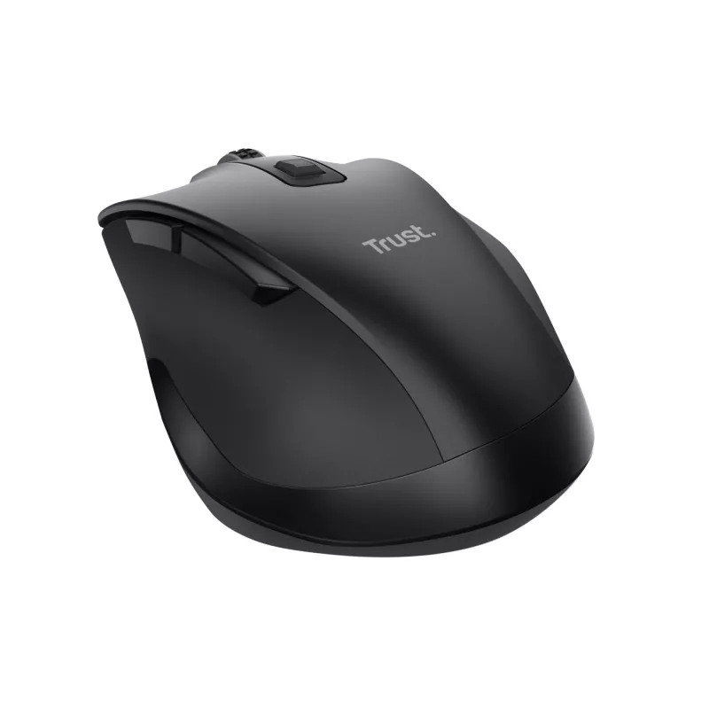 TRUST Fyda Office ergonomische rechter draadloze muis – RF + Bluetooth 5.2 – optisch 2400 DPI – 6 knoppen – zwart