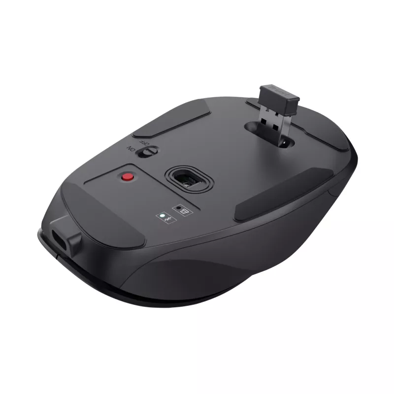 TRUST Fyda Office ergonomische rechter draadloze muis – RF + Bluetooth 5.2 – optisch 2400 DPI – 6 knoppen – zwart