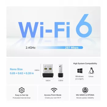 TP-Link Archer TX1U Nano AX300 Wi-Fi 6 USB-adapter