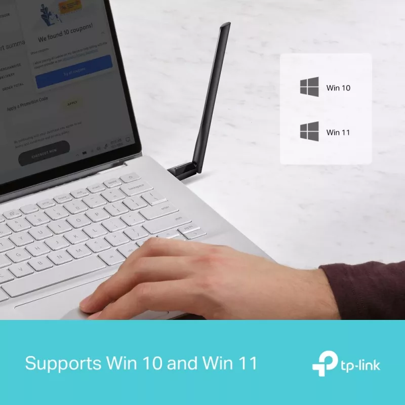 Draadloze USB-WLAN-adapter TP-LINK Archer TX35U PLUS — WLAN 6 dualband 1201 Mbit/s, USB-gevoed, zwart