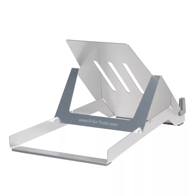 R-Go Tools laptopsteun R-Go Riser Basic, opvouwbare en verstelbare laptop-riser, aluminium, zilver