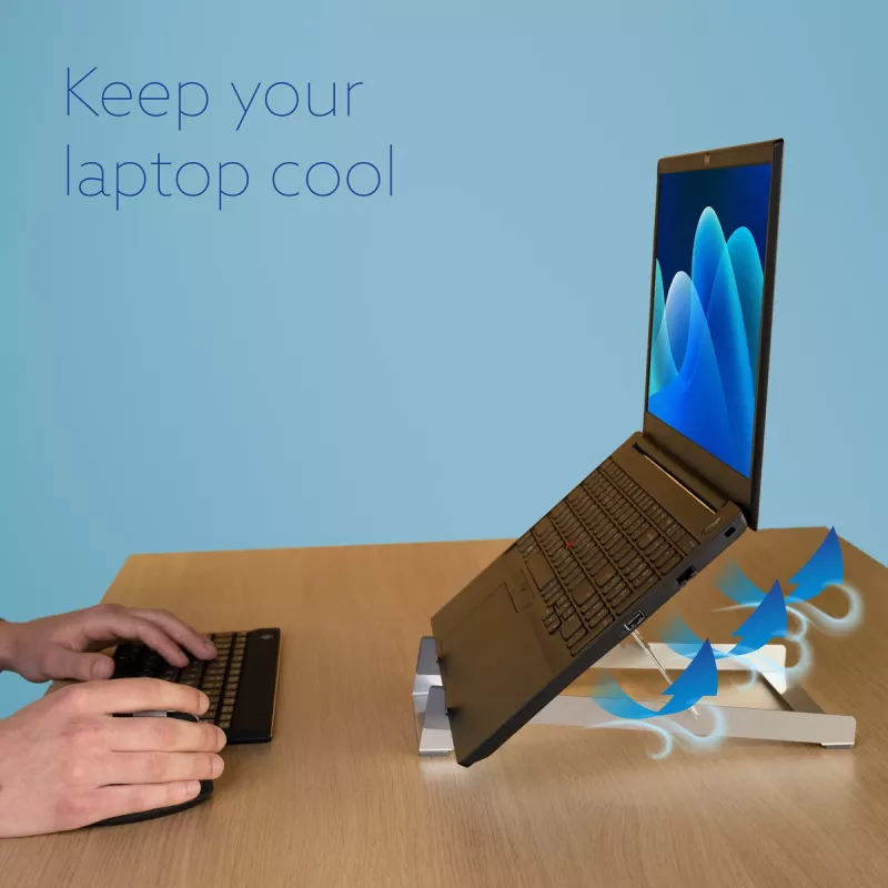 R-Go Tools laptopsteun R-Go Riser Basic, opvouwbare en verstelbare laptop-riser, aluminium, zilver
