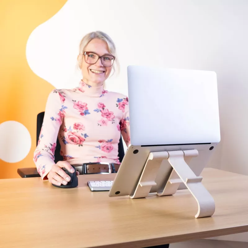 R-Go Tools laptop- en tabletstandaard R-Go Treepod, ergonomisch en modulair, verstelbaar, biobased