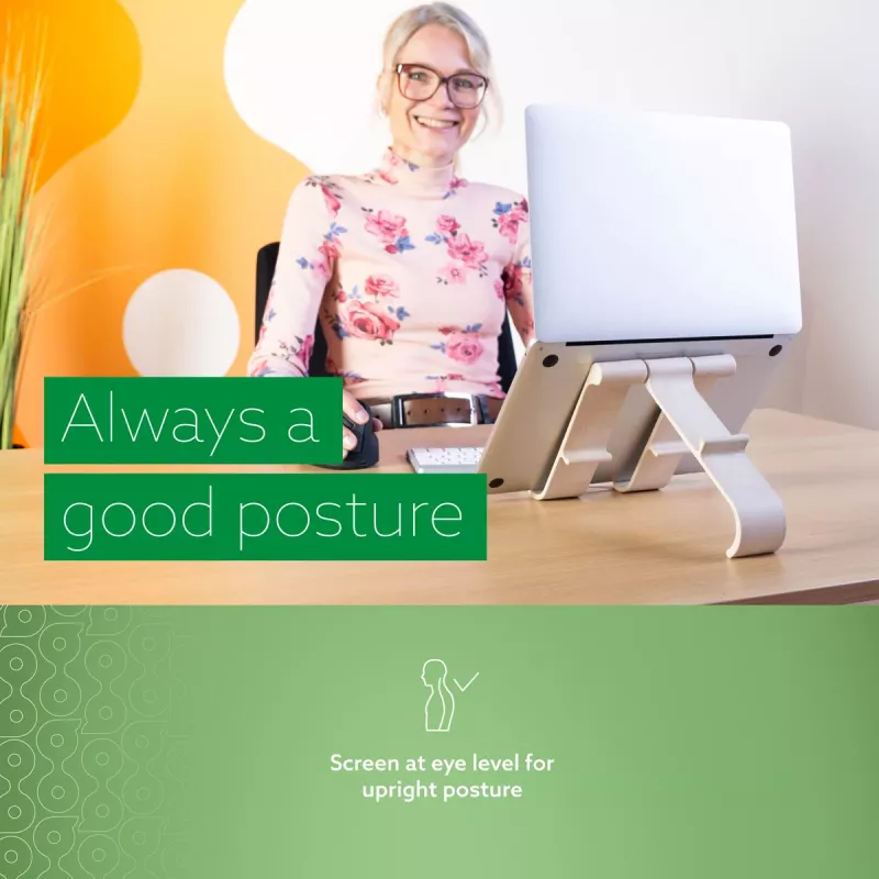 R-Go Tools laptop- en tabletstandaard R-Go Treepod, ergonomisch en modulair, verstelbaar, biobased