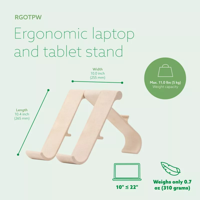 R-Go Tools laptop- en tabletstandaard R-Go Treepod, ergonomisch en modulair, verstelbaar, biobased